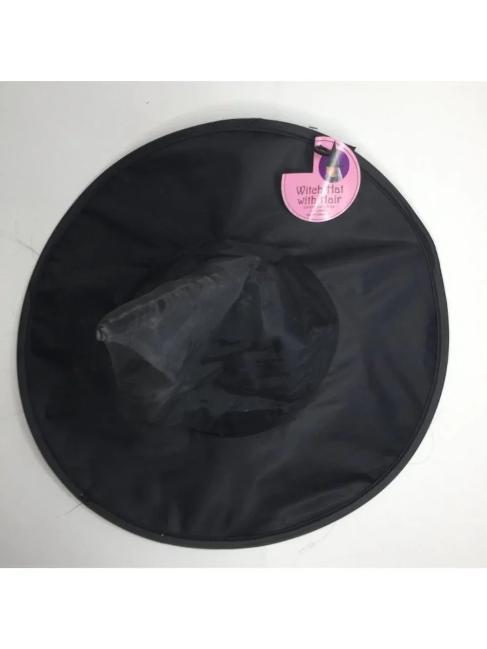 Black Witch Hat With Gray Wig Attached Halloween Costume Accessory For Adults